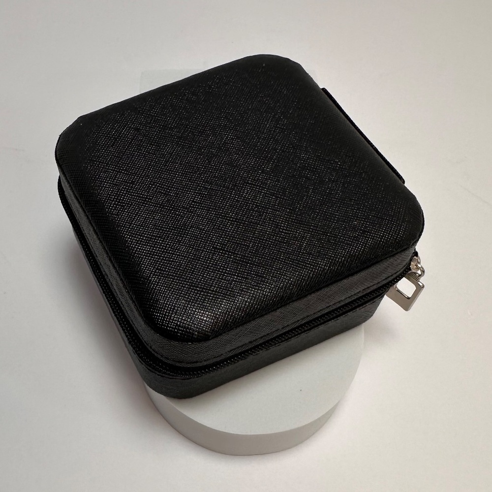 Black Mini Jewelry Organizer Case Zippered Travel Size New - Picture 2 of 3